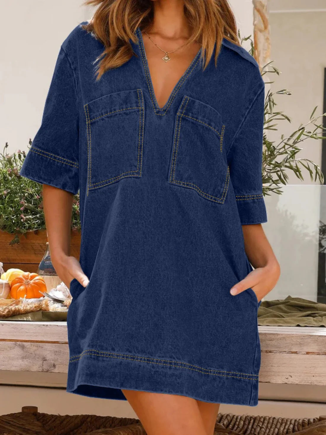 Julia - Elegantes Denim-Kleid in lockerer Passform