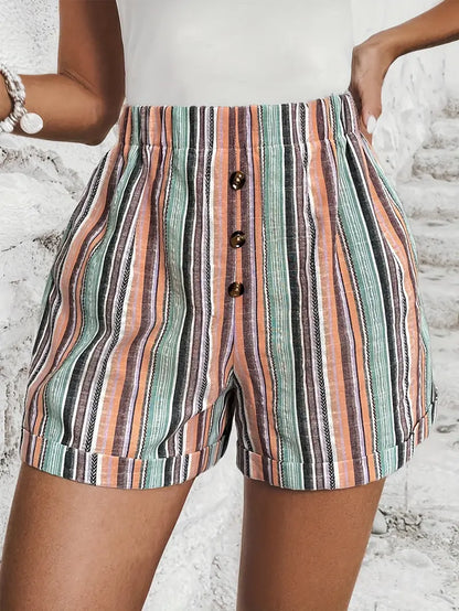 Maggie - Shorts mit kontrastierenden Streifen und hoher Taille