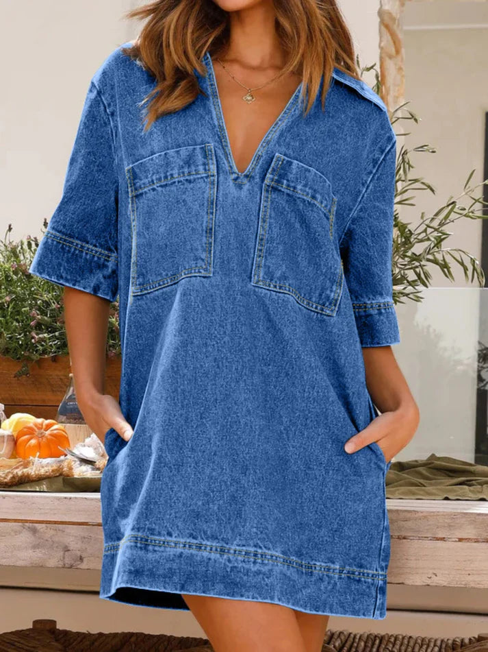 Julia - Elegantes Denim-Kleid in lockerer Passform