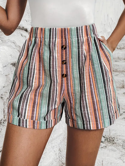 Maggie - Shorts mit kontrastierenden Streifen und hoher Taille