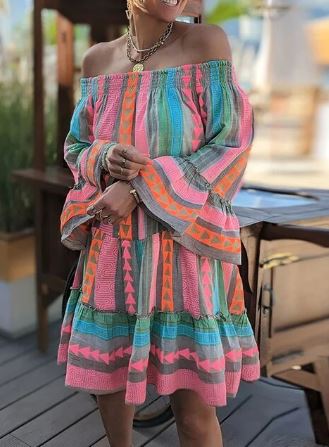 Jenica - Boho-Kleid mit ausgestellten Ärmeln