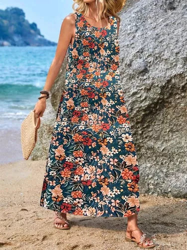 Doris - Bohemian Print Ärmelloses Freizeitkleid