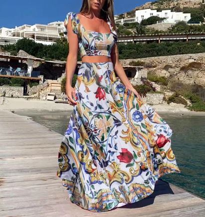 Kiara - Sexy zweiteiliges Sommerkleid mit Boho-Print