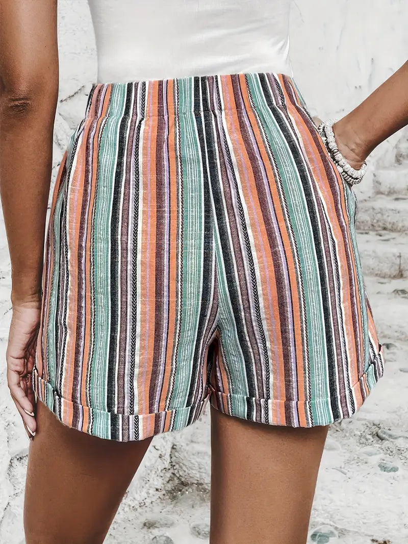 Maggie - Shorts mit kontrastierenden Streifen und hoher Taille