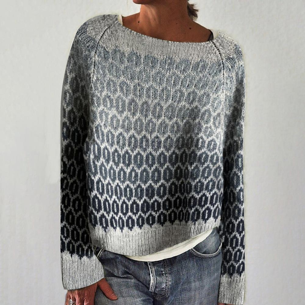 Nora - Grauer Pullover mit Details