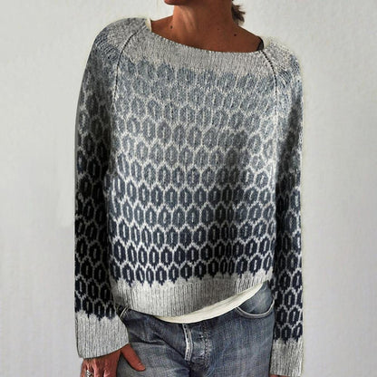 Nora - Grauer Pullover mit Details